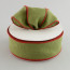 2.5" Faux Burlap Ribbon: Moss Green with Red Trim (25 Yards)
