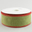 2.5" Faux Burlap Ribbon: Moss Green with Red Trim (25 Yards)