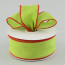 2.5" Faux Burlap Ribbon: Lime Green with Red Trim (25 Yards)