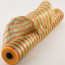 21" Poly Deco Mesh: Deluxe Wide Foil Lime/Red/Gold Stripe
