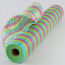 21" Poly Deco Mesh: Deluxe Wide Foil Pink/Turquoise/Lime Stripe