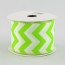 2.5" Satin Chevron Ribbon: Lime Green & White