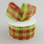 2.5" Paper Mesh Ribbon: Lime Green/Red Plaid