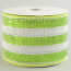 4" Poly Deco Mesh Ribbon: Metallic Lime/White Stripe