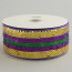 2.5" Poly Deco Mesh Ribbon: Premium Purple/Green/Gold Stripe