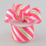 2.5" Candy Stripe Ribbon: White, Fuchsia, Lime (10 Yards)
