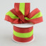 2.5" Bold Stripe Ribbon: Lime Green & Red