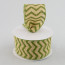 2.5" Natural Burlap With Moss Green Chevron Stripes (10 Yards)